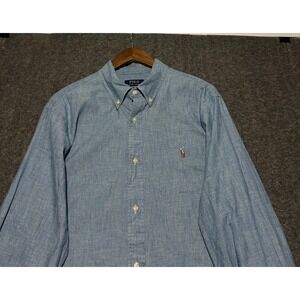 Polo ralph lauren classic fit shirt denim mens XL long sleeve flesh pony